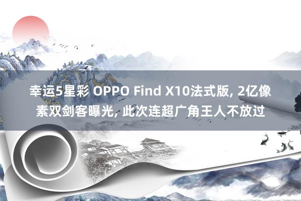 幸运5星彩 OPPO Find X10法式版， 2亿像素双剑客曝光， 此次连超广角王人不放过
