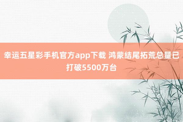 幸运五星彩手机官方app下载 鸿蒙结尾拓荒总量已打破5500万台